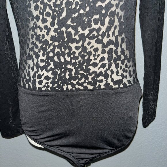 ALLSAINTS BELA LEOPARD SHEER BODYSUIT NEW WITH TAGS - Long Sleeve Mock Neck -  4 - Picture 3 of 14